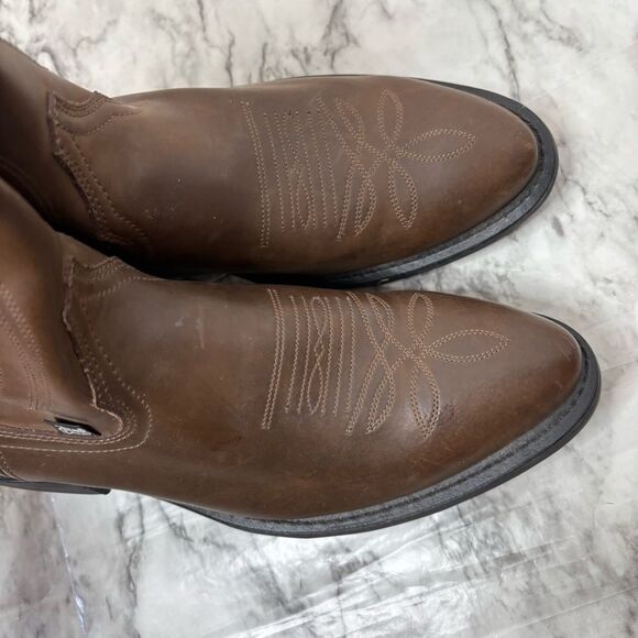 Justin Boots Brown Leather Cowboy Farm Boots Western Shoe Size Mens 10D JB1100 - Picture 4 of 7